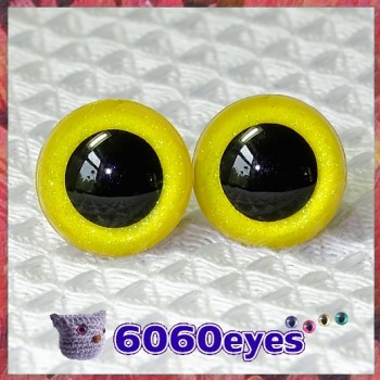 1 Pair Yellow Glitter Hand Painted Safety Eyes Plastic eyes